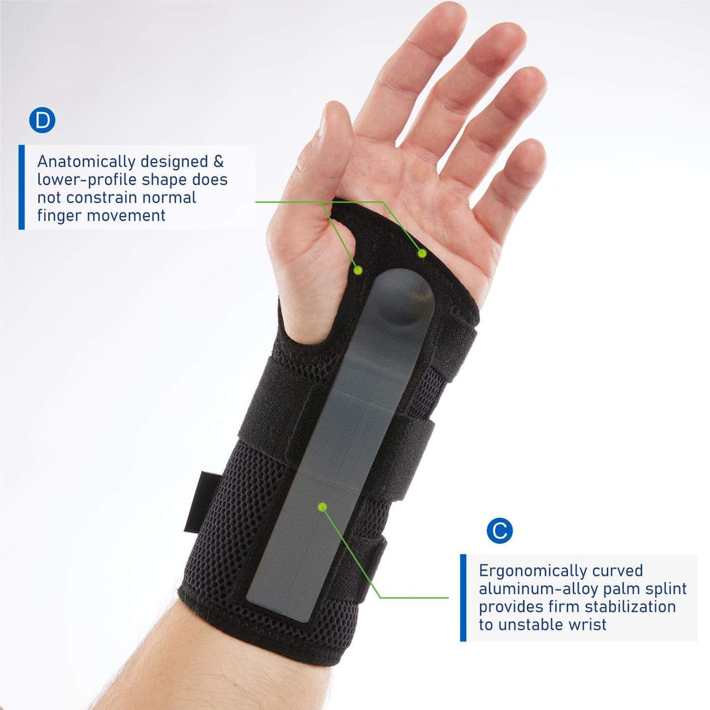 Deluxe 3-Strap Wrist Brace – Adjustable Support for Carpal Tunnel, Fractures, Tendonitis, and Post-Op Recovery – Lightweight, Breathable Design for Day and Night Use (S/M, Left hand)