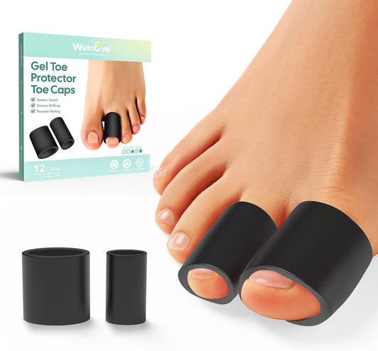 Welnove Toe Protectors – FSA/HSA Eligible 12-Pack Silicone Toe Sleeve Toe Covers for Hammer Toes, Corns, Calluses, Blisters – Soft Gel Protector Toe Cushions for Pain Relief (Multi-Size)
