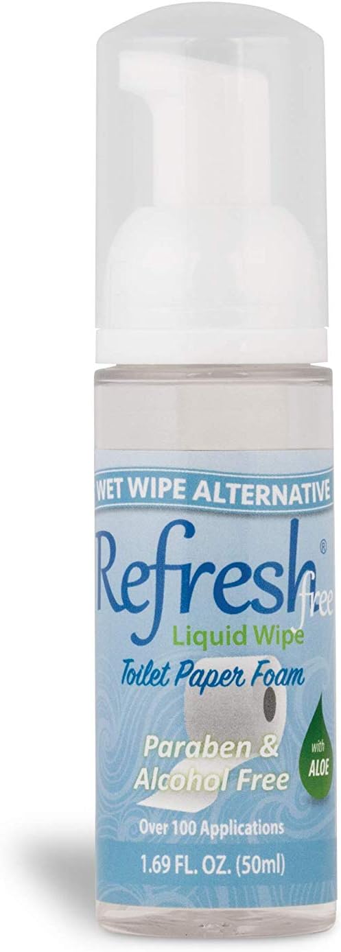Refresh Liquid Wipe Free: Toilet Paper Foam. Eco-Friendly Flushable Wet Wipe Alternative For Sensitive Skin. Cleanses and Soothes with Witch Hazel and Aloe. Plumbing Safe. 50ml (1.69 Fl Oz).…