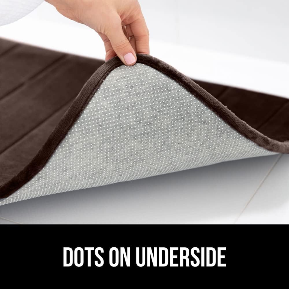 GORILLA GRIP Memory Foam Bath Mat, Soft Absorbent US Designed Bathroom Rug, Gripping Dots Machine Washable Bathmat, Cushioned Floor Mats, Shower Sink Rugs Room Décor Accessories, 24x17 Brown