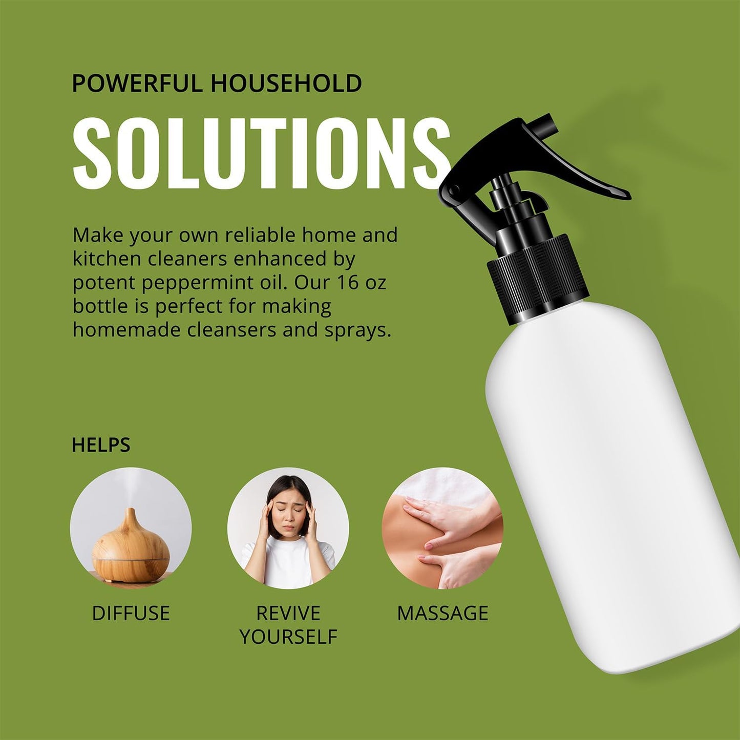 Peppermint Essential Oil, 16 oz Bottle for Diffusers, House Cleaning, Candles, 1 Pack, Aromatherapy Oil