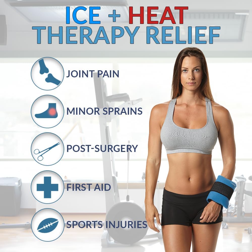 ComfiLife Ice Packs for Injuries (3 Piece Set) – Reusable Hot and Cold Pack with Wrap – Soft Gel Ice Packs for Back, Shoulder, Hip, Knee, Elbow, Joint Pain Relief – Heat & Cold Therapy (Medium)