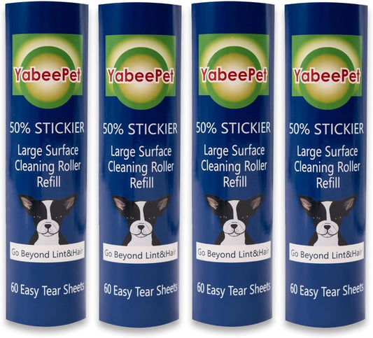 Large Surface Roller Refill for Scotch-Brite 50% Stickier Lint Roller, Works Great On Pet Hair (60 Sheets per Roll, 4 Pack)