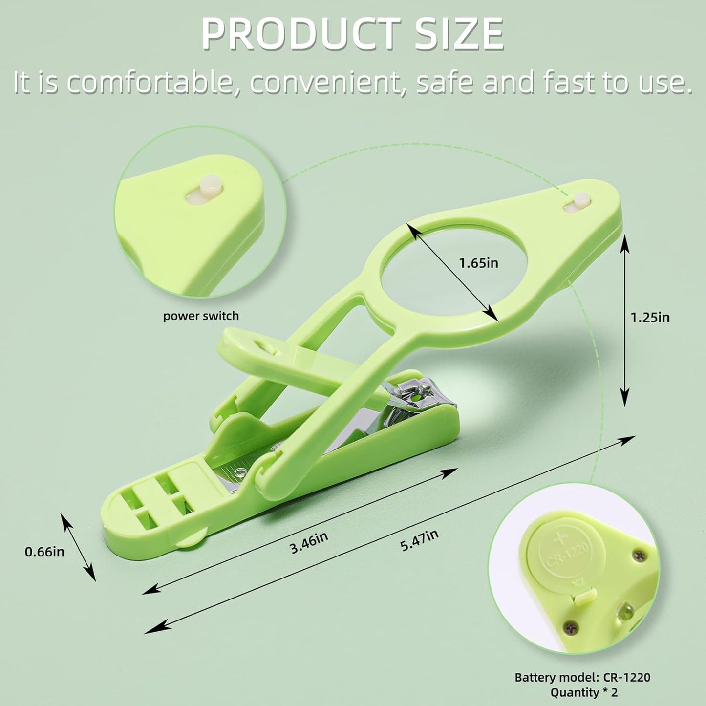 Nail Clippers with fold-Away Magnifier and LED Light, nail clipper with light,lighted nail clipper,Fingernails & Toenails Nail Clippers Care for Elderly Seniors Pets and Baby Reduce Eye Strain