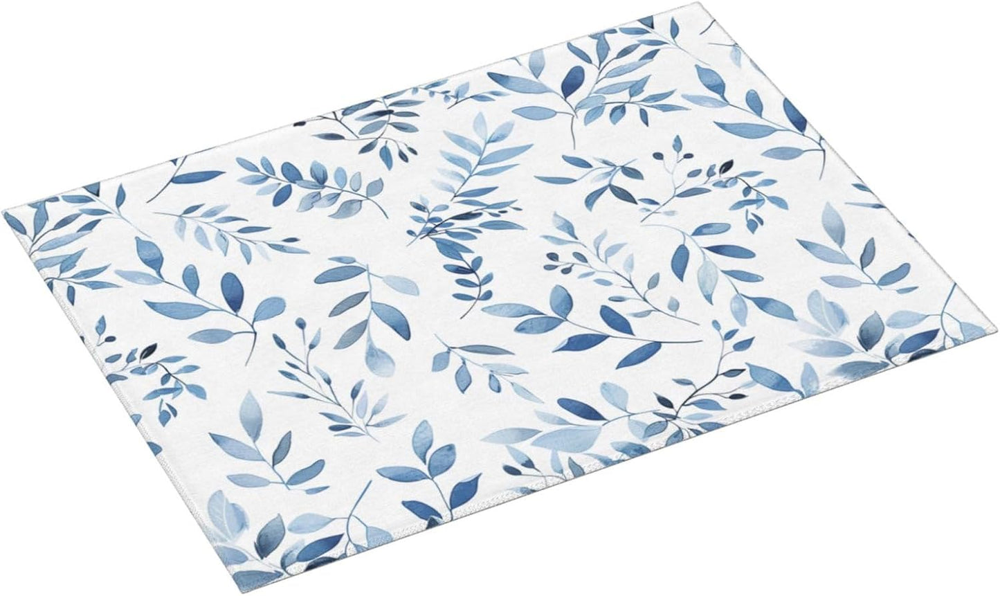 Blue Flower Dish Drying Mat For Kitchen Counter Absorbent Large Kitchen Fast Dry Pad Reusable Washable Protector Rack Large Mat 18 X 24