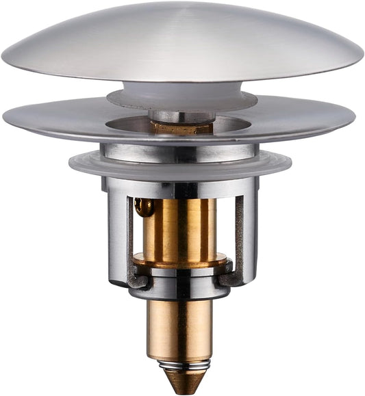 Bathroom Sink Drain Stopper, 2-in-1 Pop Up Sink Drain Stopper Strainer for 1.06"-1.65" Basin Drain Holes, Brass Bounce Core Sink Stopper with Anti-Clogging Hair Catcher