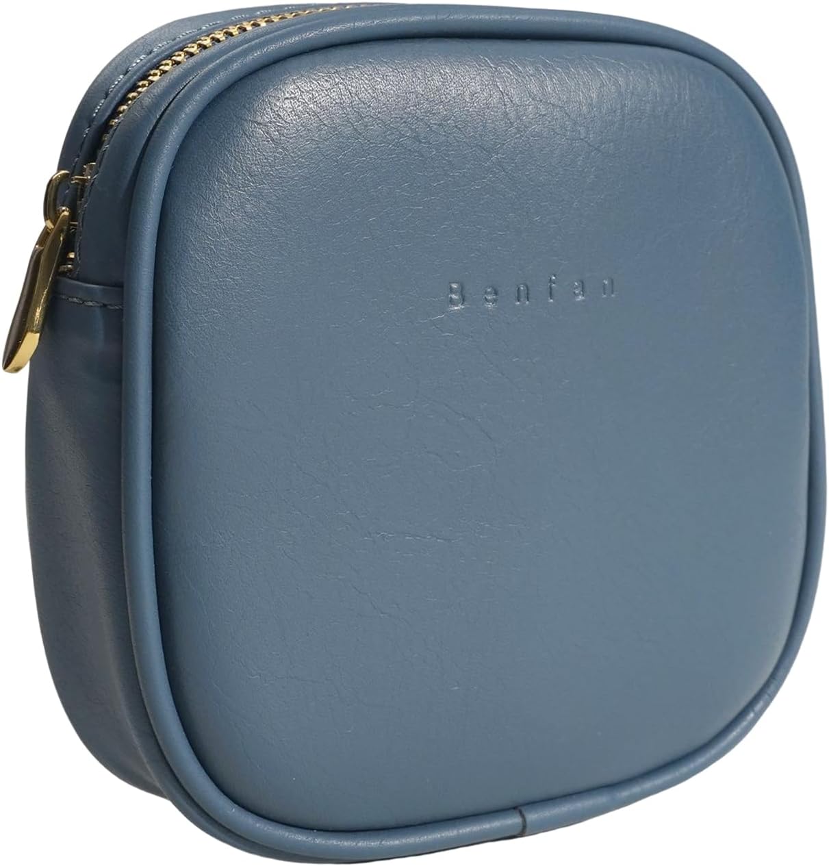 Leather Cosmetic Bag for Women Small Zipper Makeup Bag for Purse Waterproof Travel Makeup Organizer Charger Storage Pouch Color Blue