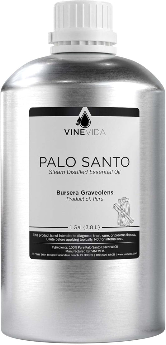 VINEVIDA Palo Santo Essential Oil - Gallon Palo Santo Oil Undiluted - Bulk Gallon Essential Oil Soap Making Safe Skin - DIY Candle Scents Candlemaking Scents - 8 lbs Palo Santo Oil 3948.87 ml
