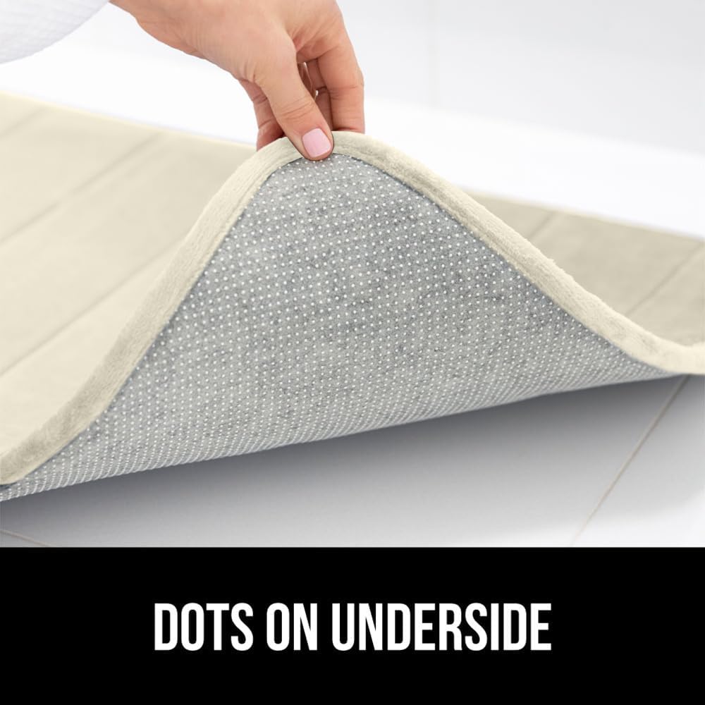 GORILLA GRIP Memory Foam Bath Mat, Soft Absorbent US Designed Bathroom Rug, Gripping Dots Machine Washable Bathmat, Cushioned Floor Mats, Shower Sink Rugs Room Décor Accessories, 24x17 Champagne