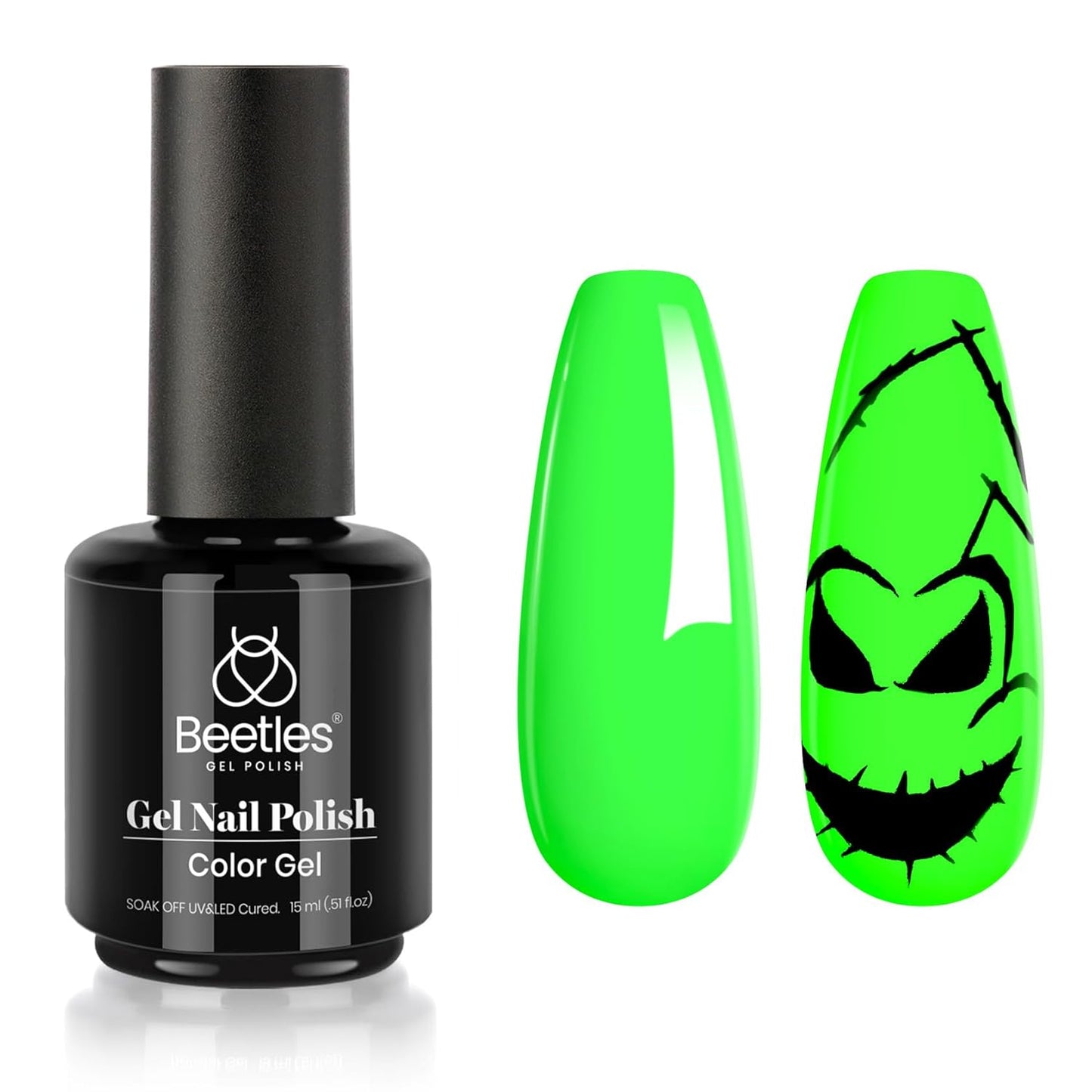 Beetles Neon Green Gel Nail Polish Halloween Gel Nail Polish 15ml Soak Off Uv LED Nail Lamp DIY Home Gift for Women Lime Green