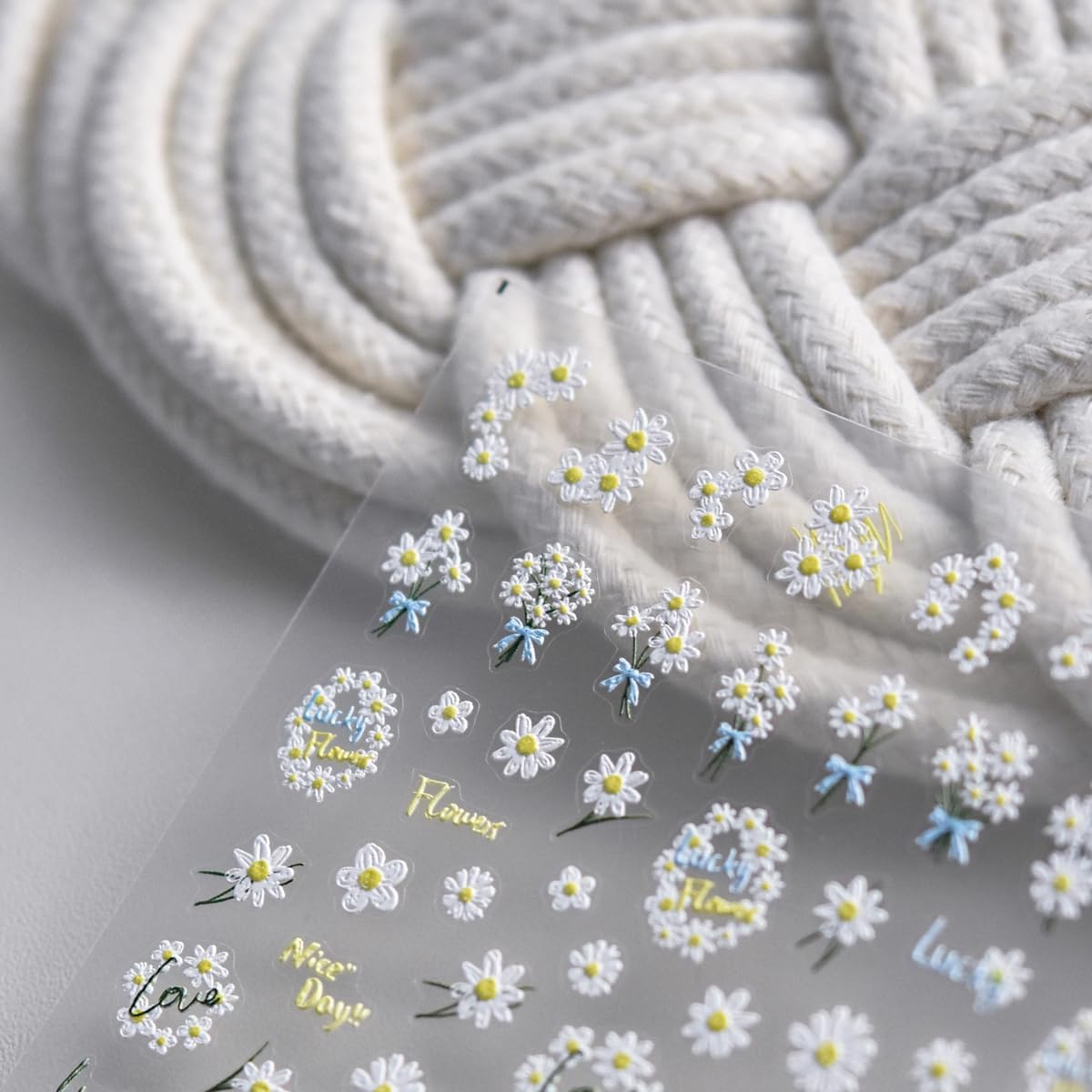 5D Embossed Flower Nail Stickers Spring Floral Nail Art Stickers Daisy Nail Decals Cute Stickers for Nails Designs Self Adhesive Nail Art Supplies & Decorations for Women Girls 1 Sheet