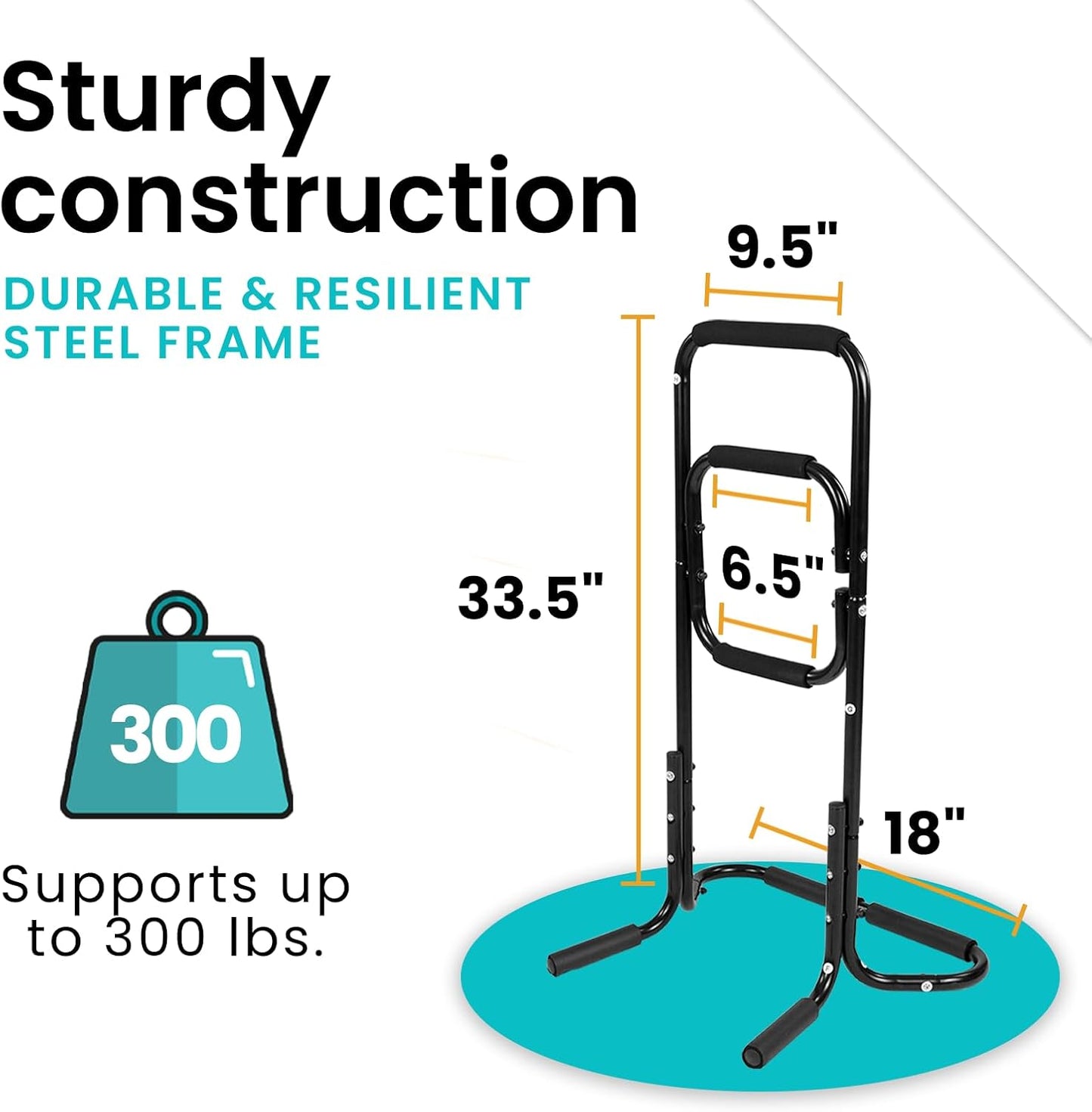 Vive Chair Stand Assist for Elderly - Portable Standing Up Assistance for Seniors - Self Lift Aid Disabled & Handicap Fall Prevention - Side Walker Aid - Help You Get Up from Couch, Bed, & Floor