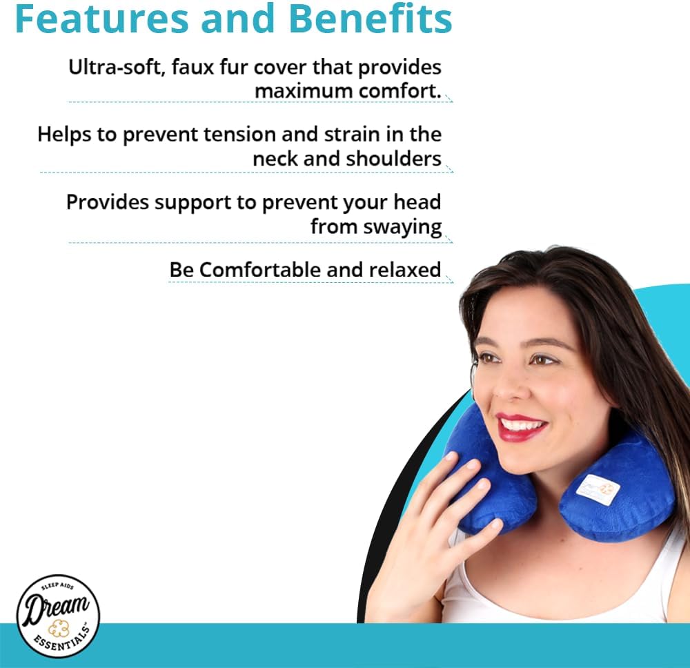 Wild Essentials Inflatable Travel Neck Pillow, U-Shape with Washable Soft Cover (Purple)