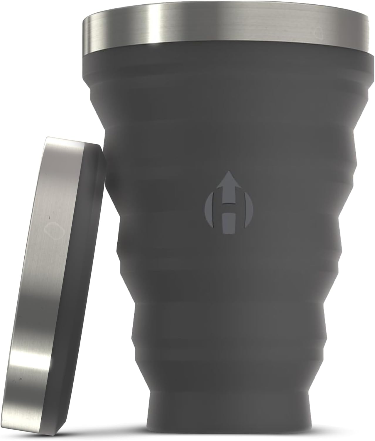 HYDAWAY 16oz Collapsible Pint - BPA-Free Silicone Cup with Stainless Steel Rim - Reusable, Packable, and Durable for Camping, Travel & Everyday Use