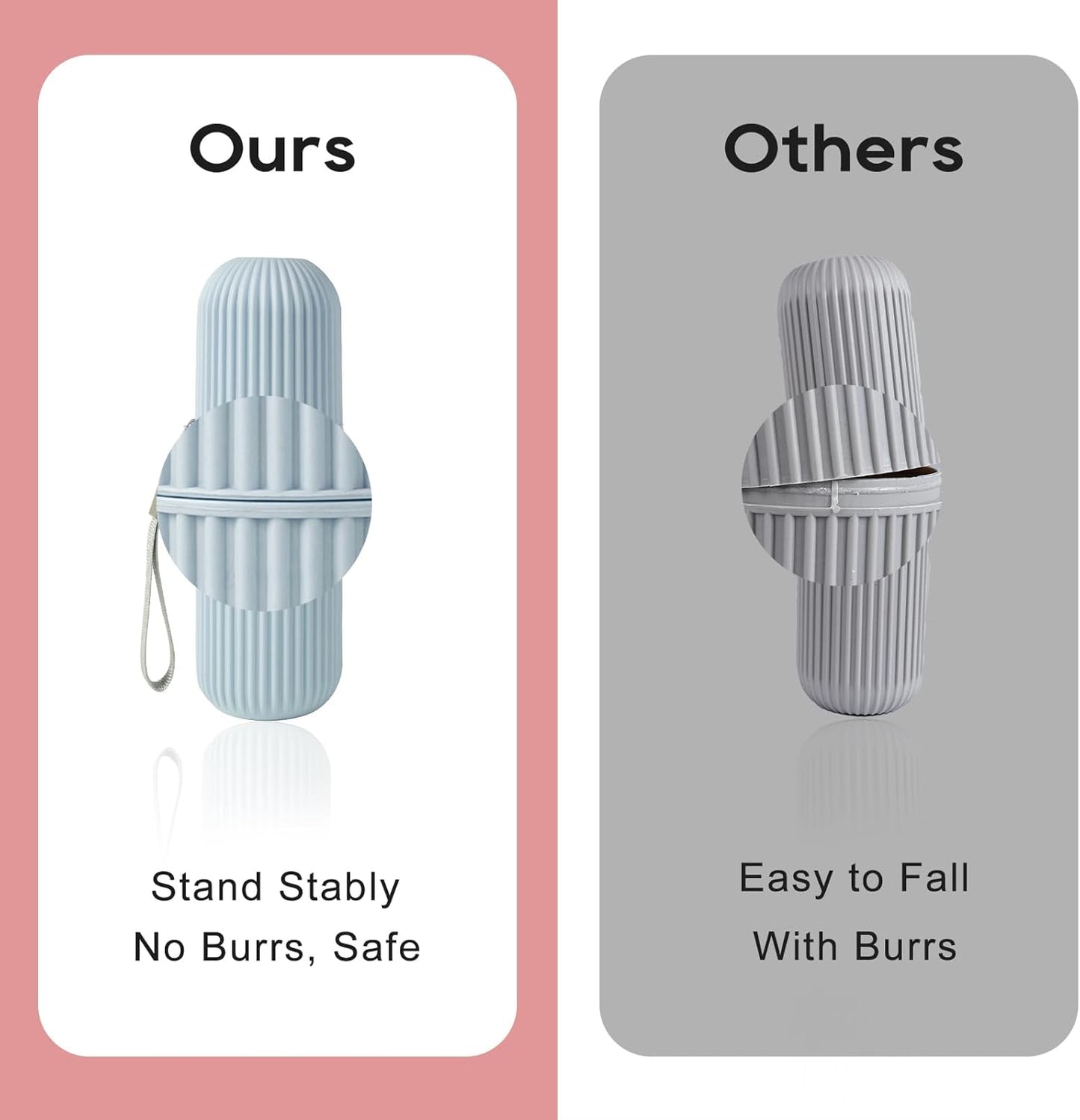 UCEC Toothbrush Travel Case, Portable Holder for Travel, Business, School - 2 Pack (Blue, Grey)