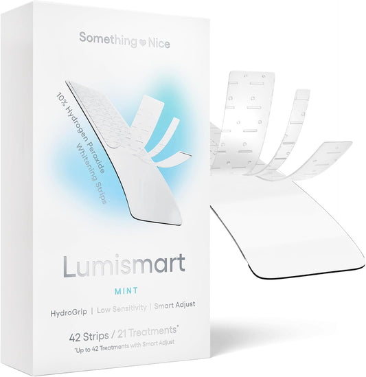 Something Nice Lumismart Whitening Strips - Dentist-Designed, Enamel Safe, up to 42 Treatments with Smart Adjust - Teeth Whitening Strips in Mint for Sensitive Teeth