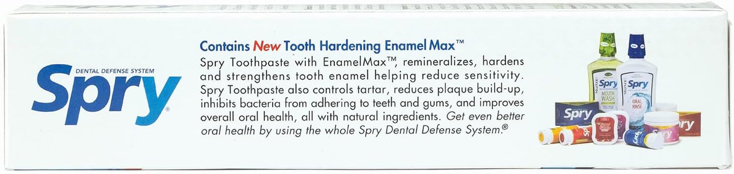 Spry Natural Xylitol Toothpaste 5oz for Adults and Kids - Fluoride Free, Gentle for Sensitive Teeth Whitening and Remineralizing, Breath Freshening, Mouth Moisturizing, Peppermint (Pack of 2)