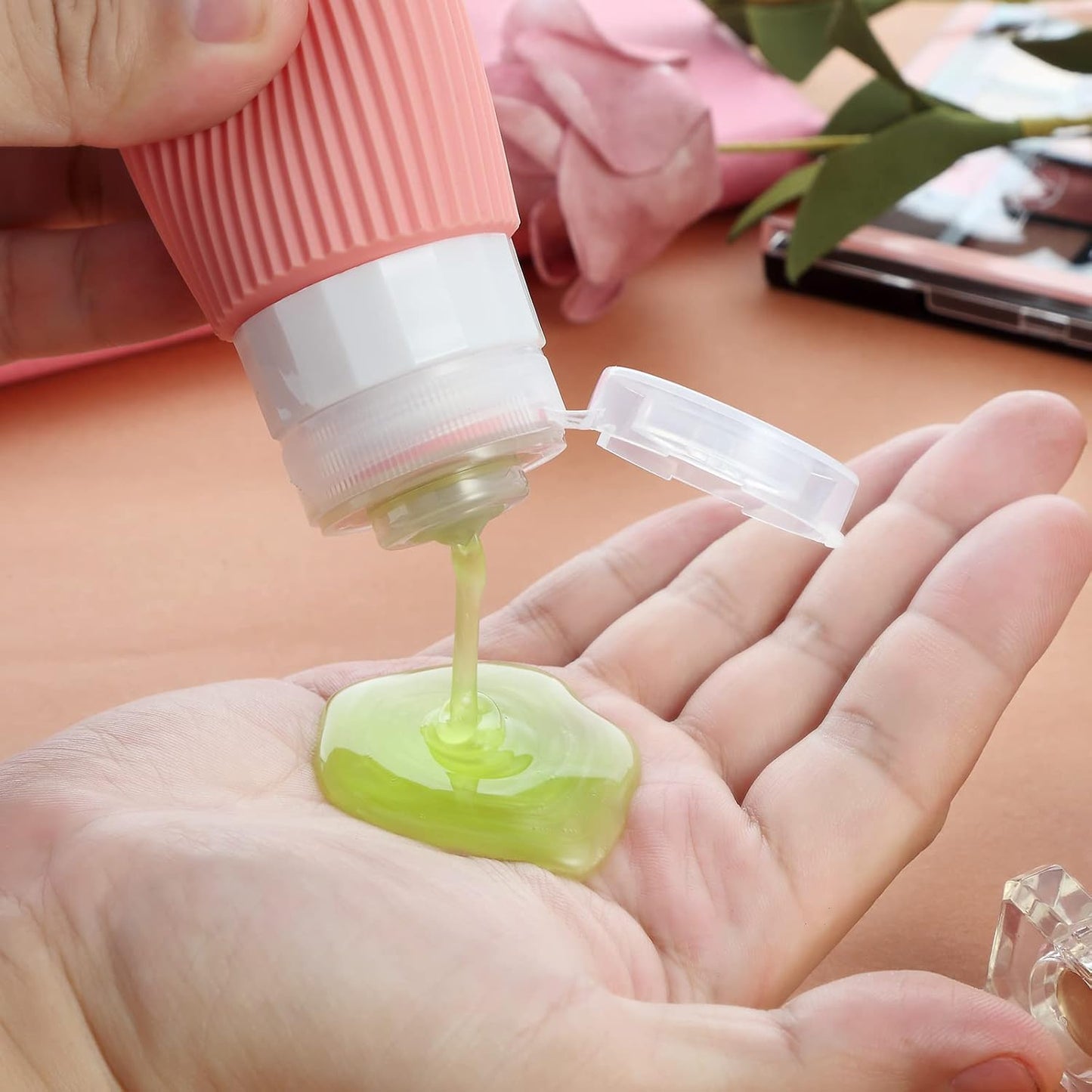 Travel Bottles for Toiletries, Tsa Approved 3oz Portable Travel Bottles, BPA Free Leak Proof Squeezable Silicone Travel Size Containers, Travel Accessories with Clear Toiletry Bag (4 Pack)