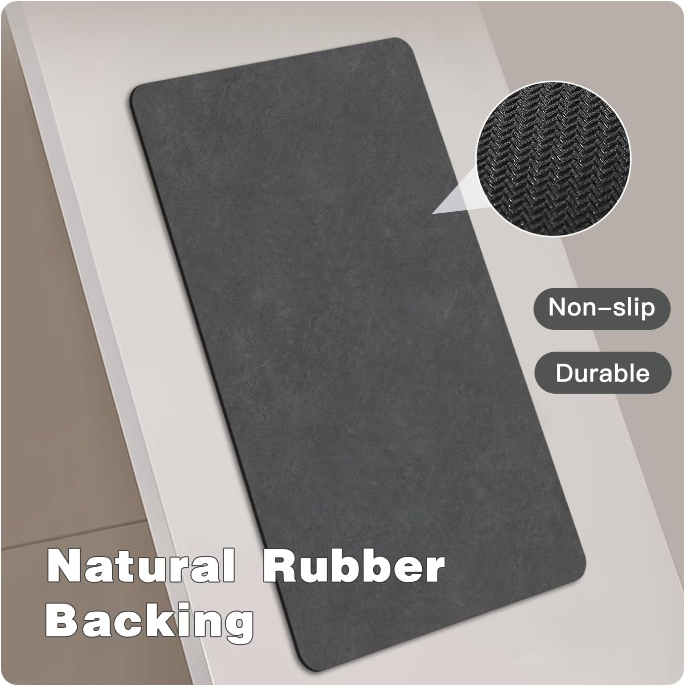 Bath Mat, Bathroom Rugs Non Slip Washable Thin Absorbent Quick Dry Bath Mat Fits Under Door Bathroom Floor Mat Perfect for Bath, Shower, or Sink 36"x48" Dark Grey