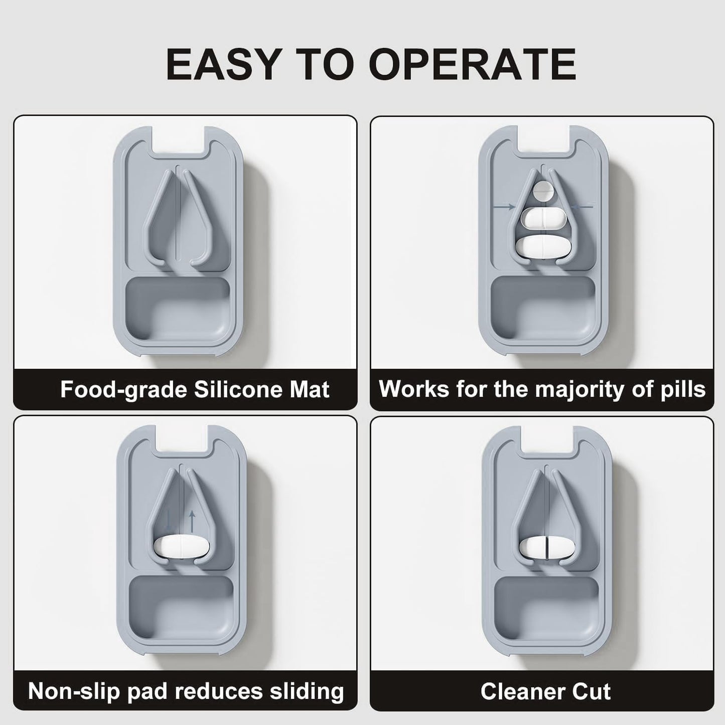 Pill Cutter Splitter for Small or Large Pills with Safety Lock - Accurate and Easy Travel-Friendly Design for Daily Use (Blue)