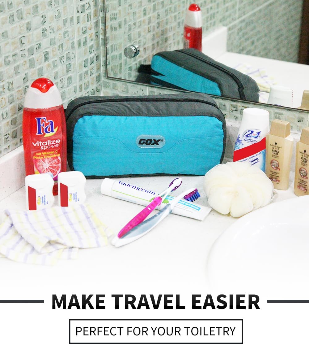GOX Travel Toiletry Bag,Dopp Kit Case,Ultra-Light Cosmetics Bag Makeup Organizer (Turquoise)