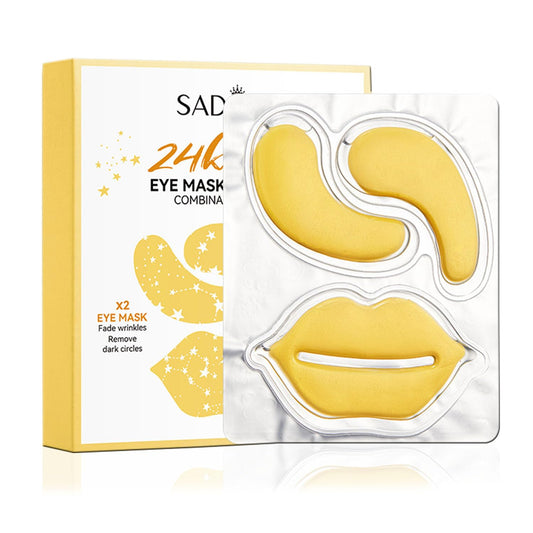Under Eye Patches,Moisturizing Lip and Eye Mask,Reduce Wrinkles Puffy & Bags,refining lip lines, Anti Aging Moisturizer For Women,10 of set (24K Gold)