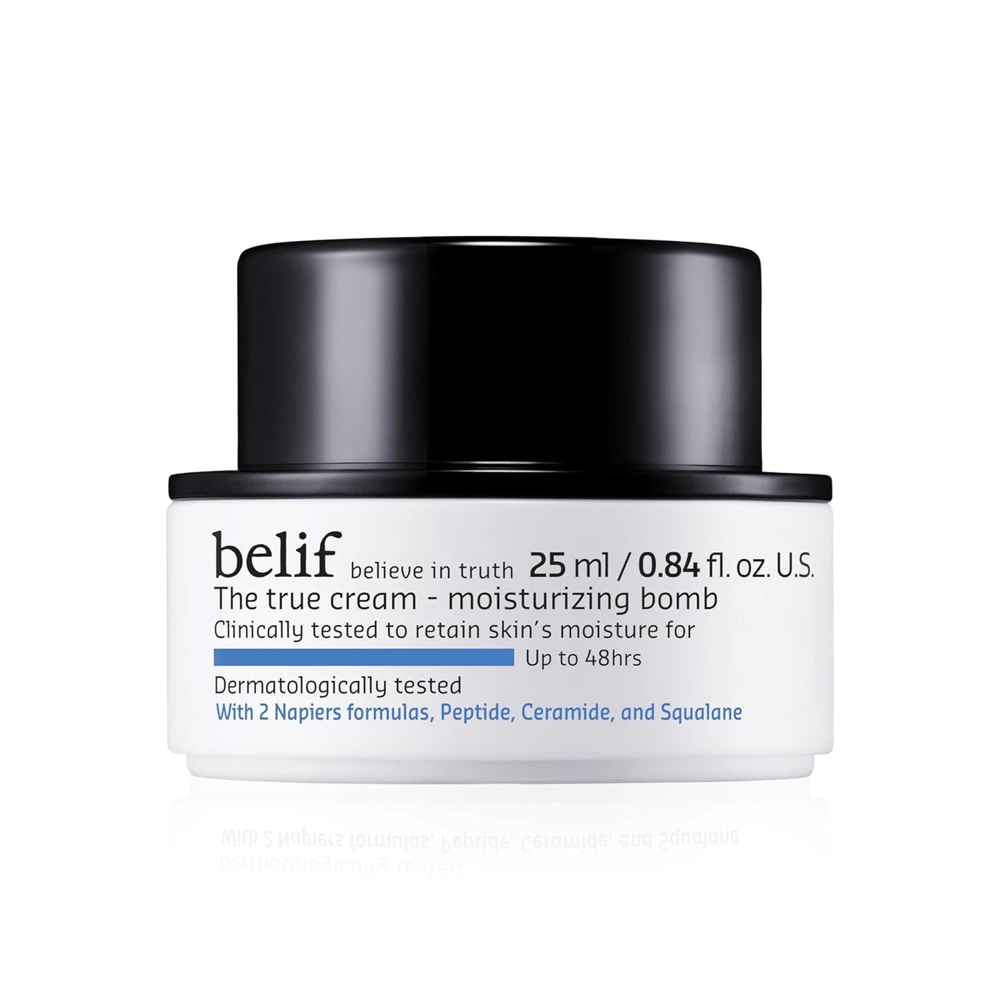 belif Moisturizing Bomb – Daily Ceramide Moisturizer with Peptide & Squalane, 48hr Hydration & Anti-Aging Cream, Milky & Lightweight, Restores Skin Barrier, Korean Skincare, 0.84 fl oz (25ml)