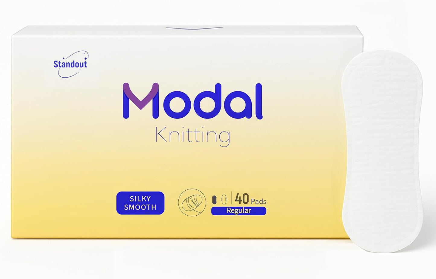 MODAL Panty Liners for Women, Unscented Sanitary Pads Without Wings, Daily Thin Panty Liners, 6.1 Inch(155 mm), Regular, 40 Count