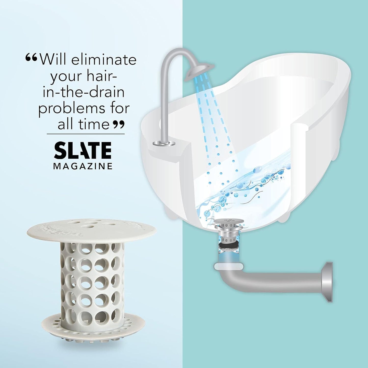 TubShroom the Revolutionary Tub Drain Protector Hair Catcher/Strainer/Snare, Gray (TSGRA454)