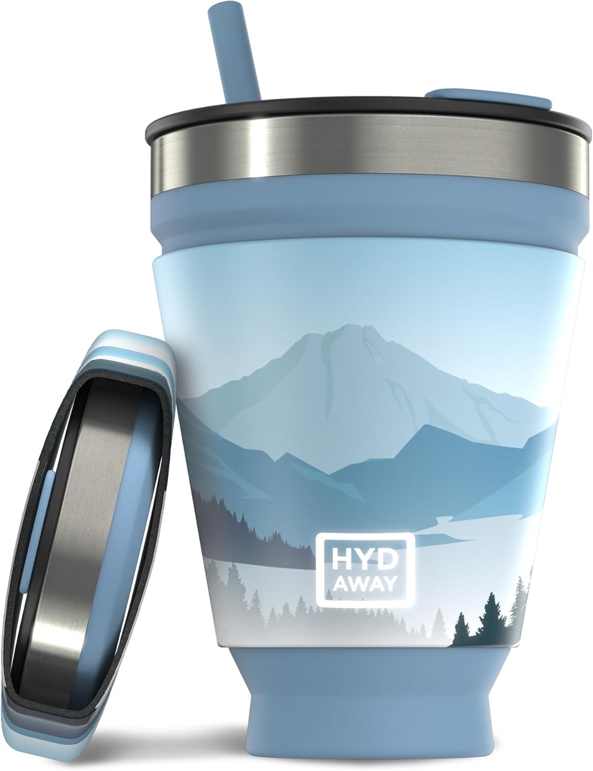 HYDAWAY 16oz Collapsible Tumbler - BPA-Free, Reusable Silicone Cup with Lid & Insulating Sleeve - Perfect for Coffee, Travel, and Everyday Use