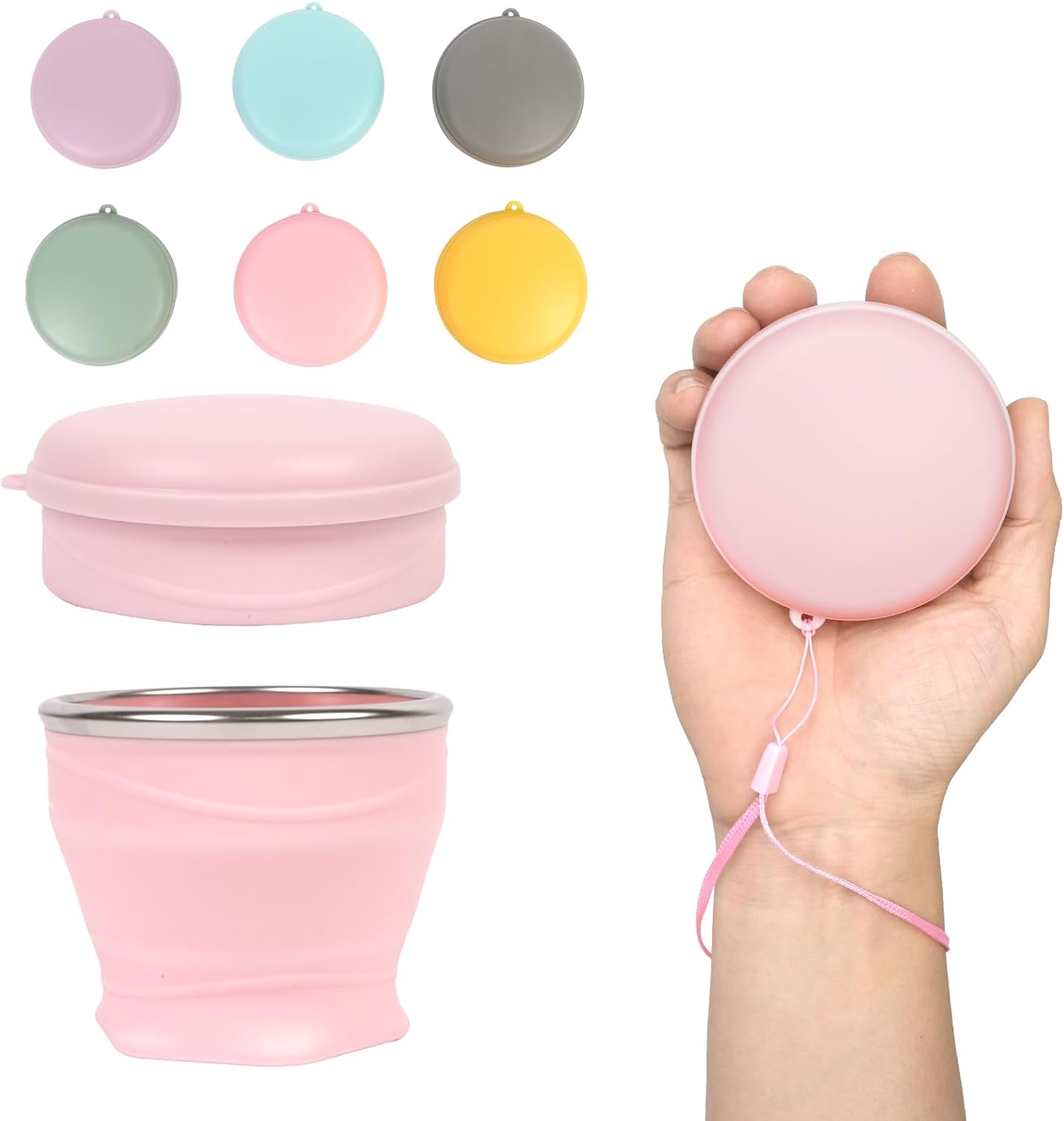 Collapsible Water Cup 6oz/180ml - Collapsible Cup - Silicone Collapsible TravelCup - Silicone Folding Camping Cup with Lids - Foldable Drinking Cup - for Travel, Camping, Hiking, Outdoor Sports