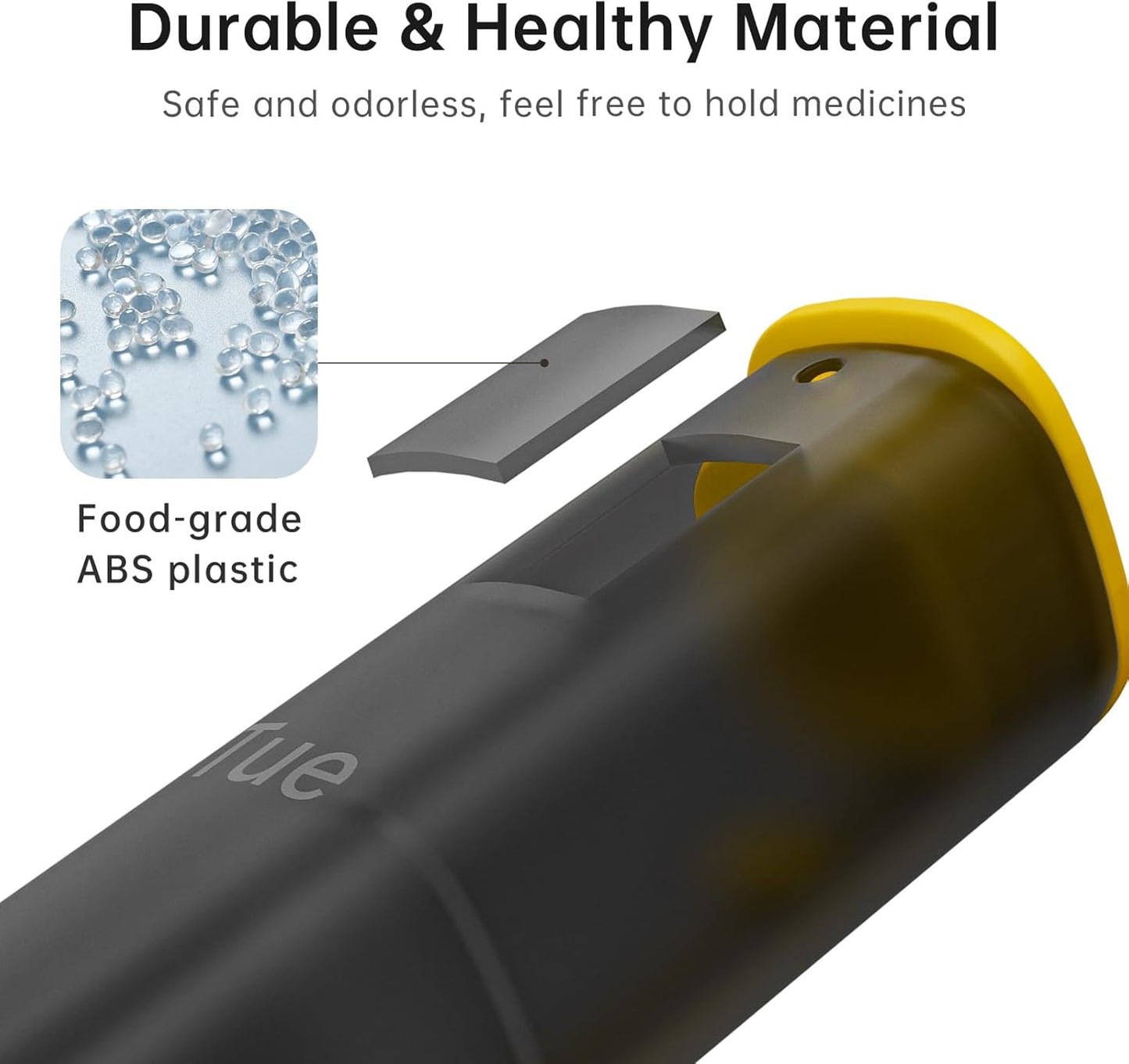 Weekly Pill Organizer 2 Times a Day, KOVIUU Large Travel Pill Box 7 Day, Am Pm Twice Daily Pill Case with Rotatable Handle, Pill Holder Container for Vitamin, Medicine, Supplement, Translucent-Black