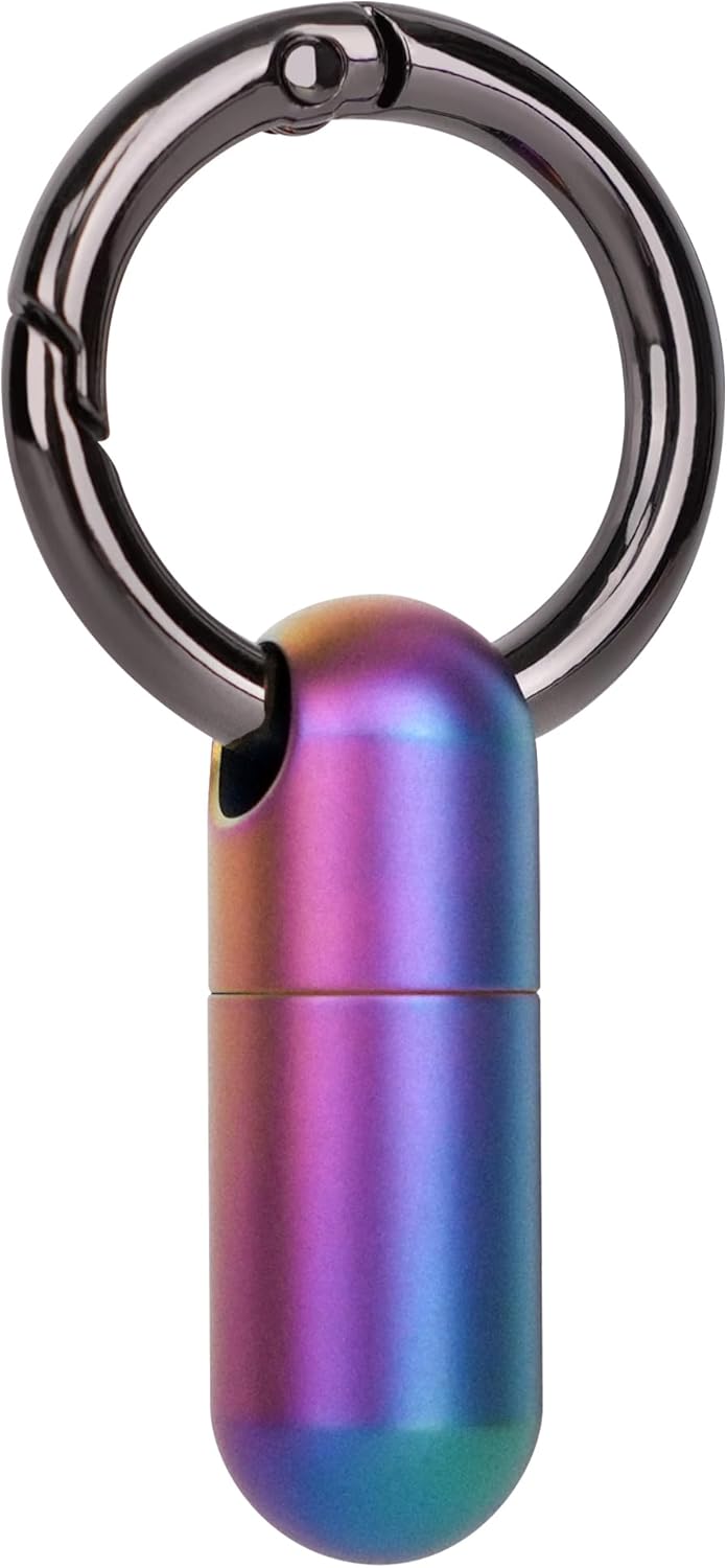 Micro Keychain Pill Holder Titanium Waterproof Mini Pill Container for Emergency Medicine，Travel Purse Pocket (Blue)