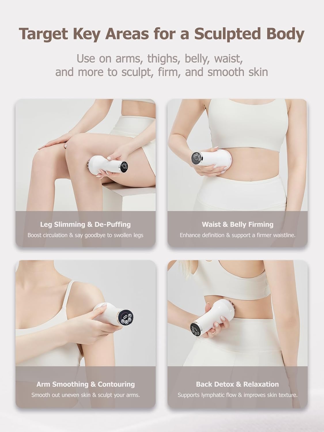 DiDEER Lymphatic Drainage Massager & Anti Cellulite Massage Tool, for Legs, Arms & Belly, Body,Helps Reduce Stretch Marks & Cellulite,with Microcurrent, Light Heat & Vibration