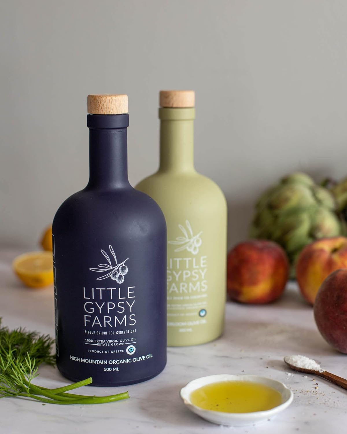 High Mountain Organic & Heirloom EVOO Combo from Little Gypsy Farms | Extra Virgin Olive Oil from a Single Estate in Greece | First Cold-Pressed | High Polyphenols & Amino Acids | Non-GMO | 350ml (2 Pack)