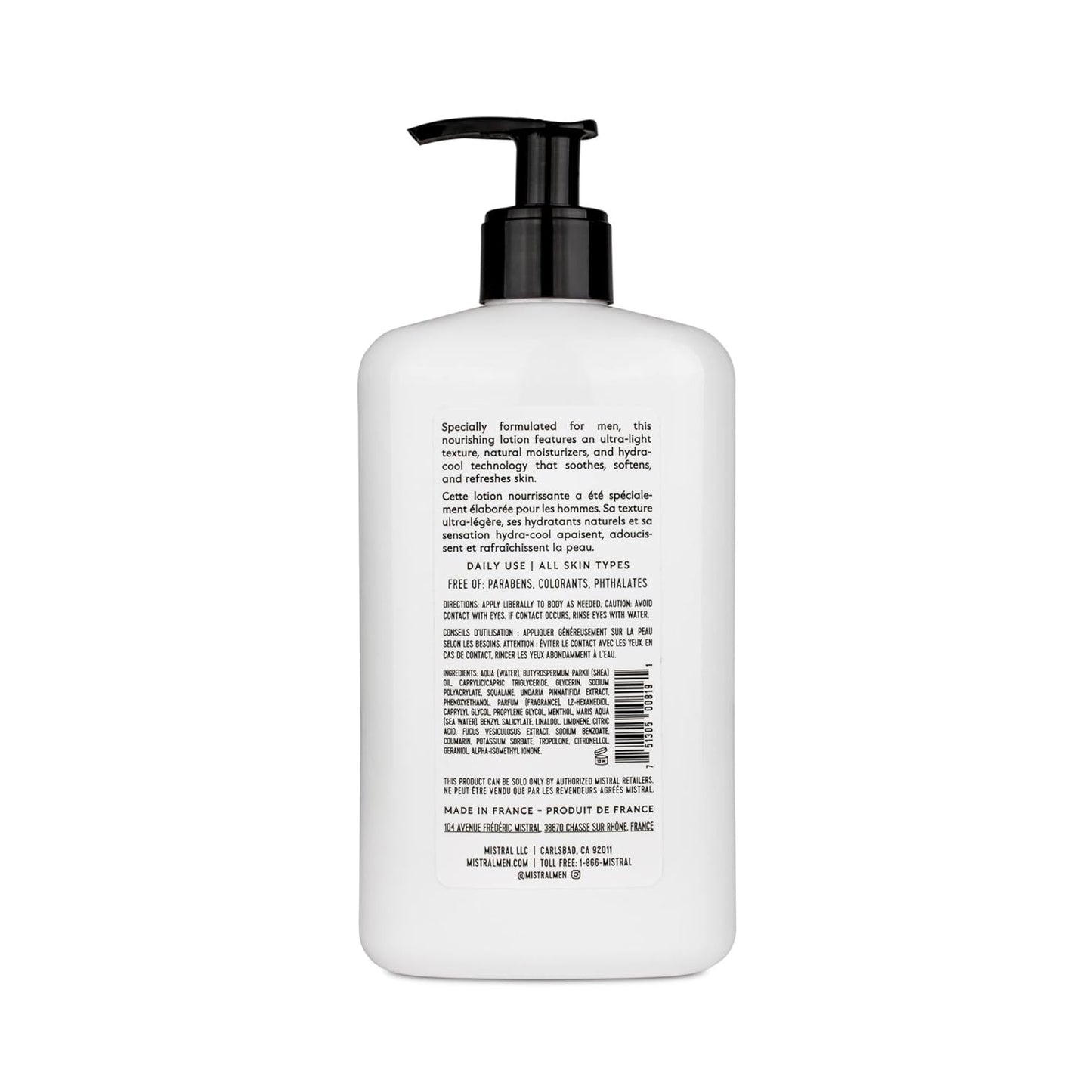 Mistral Men's Hydra-Cool Body Lotion, Cool Marine, 16.9 Fl Oz