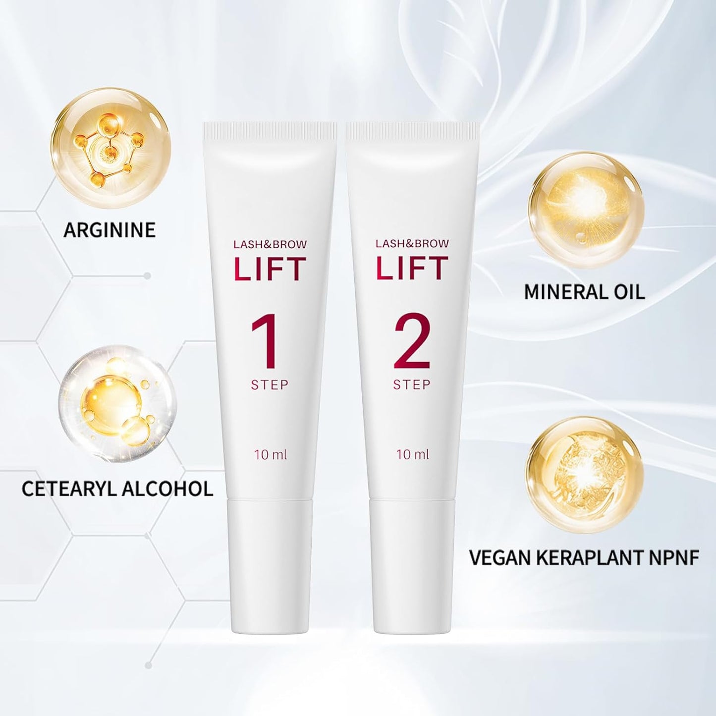 ICONSIGN 2-in-1 Lash Lift Kit Brow Lamination Kit, High-capacity Lotion Tube Design Eyelash Perm Kit Perm & Setting Lotion for Salon or Home Use, White