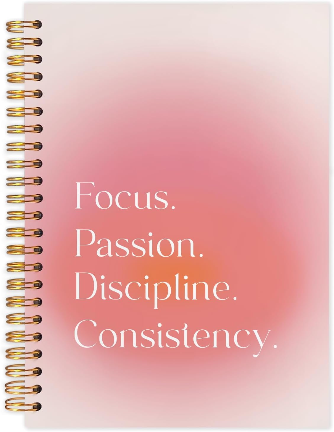 Pink Aura Inspirational Spiral Journal Notebook 5.5x8.3in, Motivational Journal for Women, Focus Passion Discipline Consistency Notebooks for Note Taking, Pink Aesthetic Hardcover Notebook
