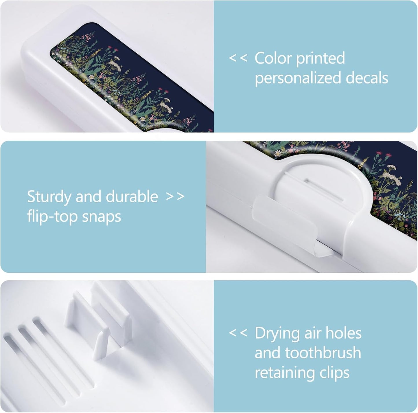 Toothbrush Travel Case - Colorful Pattern, Holder and Covers for Toothbrushes, Includes Tongue Scraper Case