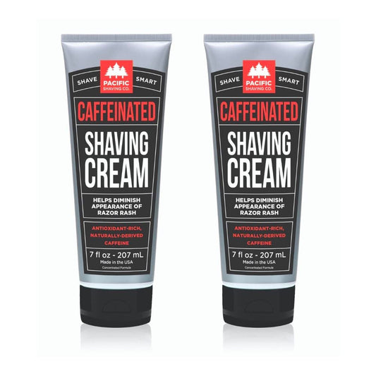 Pacific Shaving Company Caffeinated Shaving Cream - Caffeine, Shea Butter + Spearmint Antioxidant Shaving Cream - Clean Formula for a Hydrating, Redness Reducing + Irritation-Free Shave (7 Oz, 2 Pack)