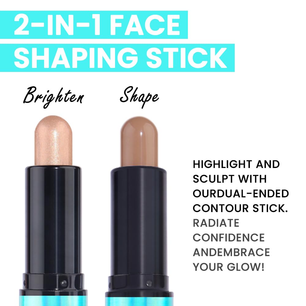 evpct 2in1 Face Shaping & Contouring Stick Cream Contour Concealer Bronzer Stick Makeup Kit for Beginner Face Highlighter Makeup Stick contorno maquillaje de maquillaje profesional,NEW Rich