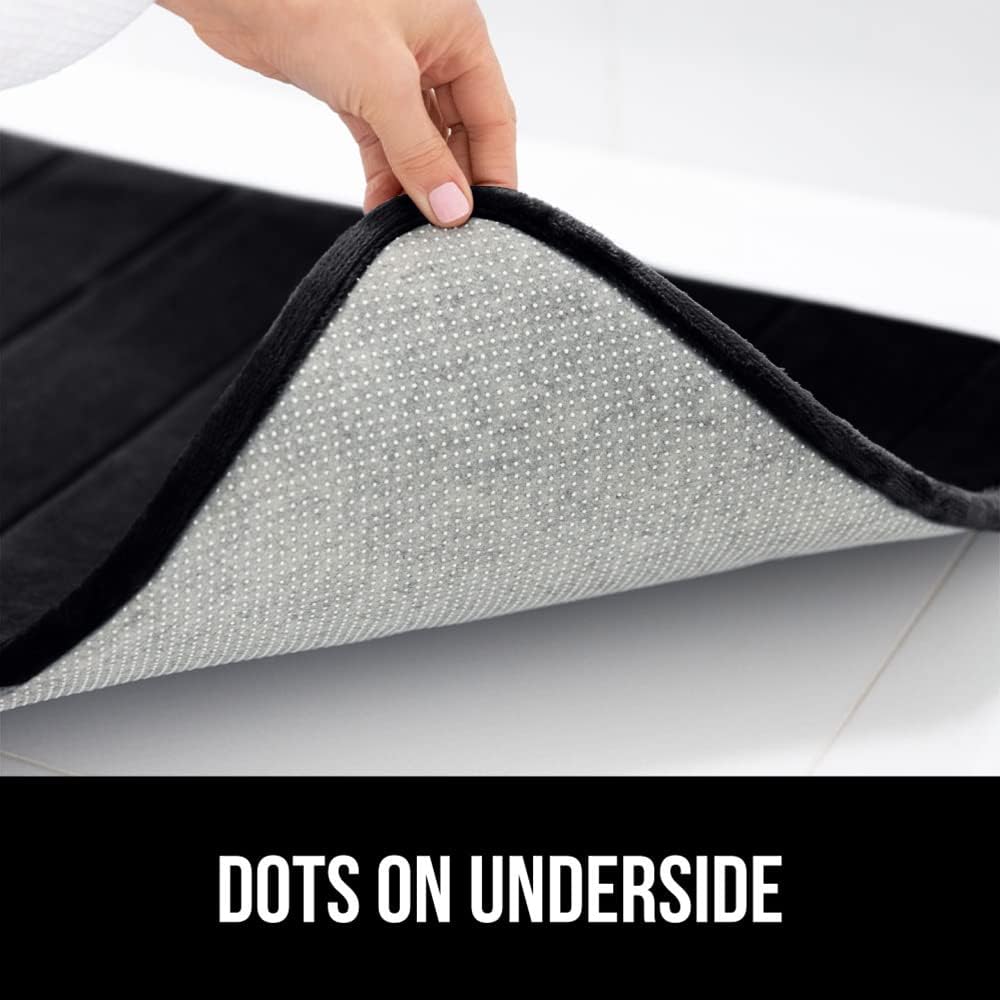 GORILLA GRIP Memory Foam Bath Mat, Soft Absorbent US Designed Bathroom Rug, Gripping Dots Machine Washable Bathmat, Cushioned Floor Mats, Shower Sink Rugs Room Décor Accessories, 42x24 Black