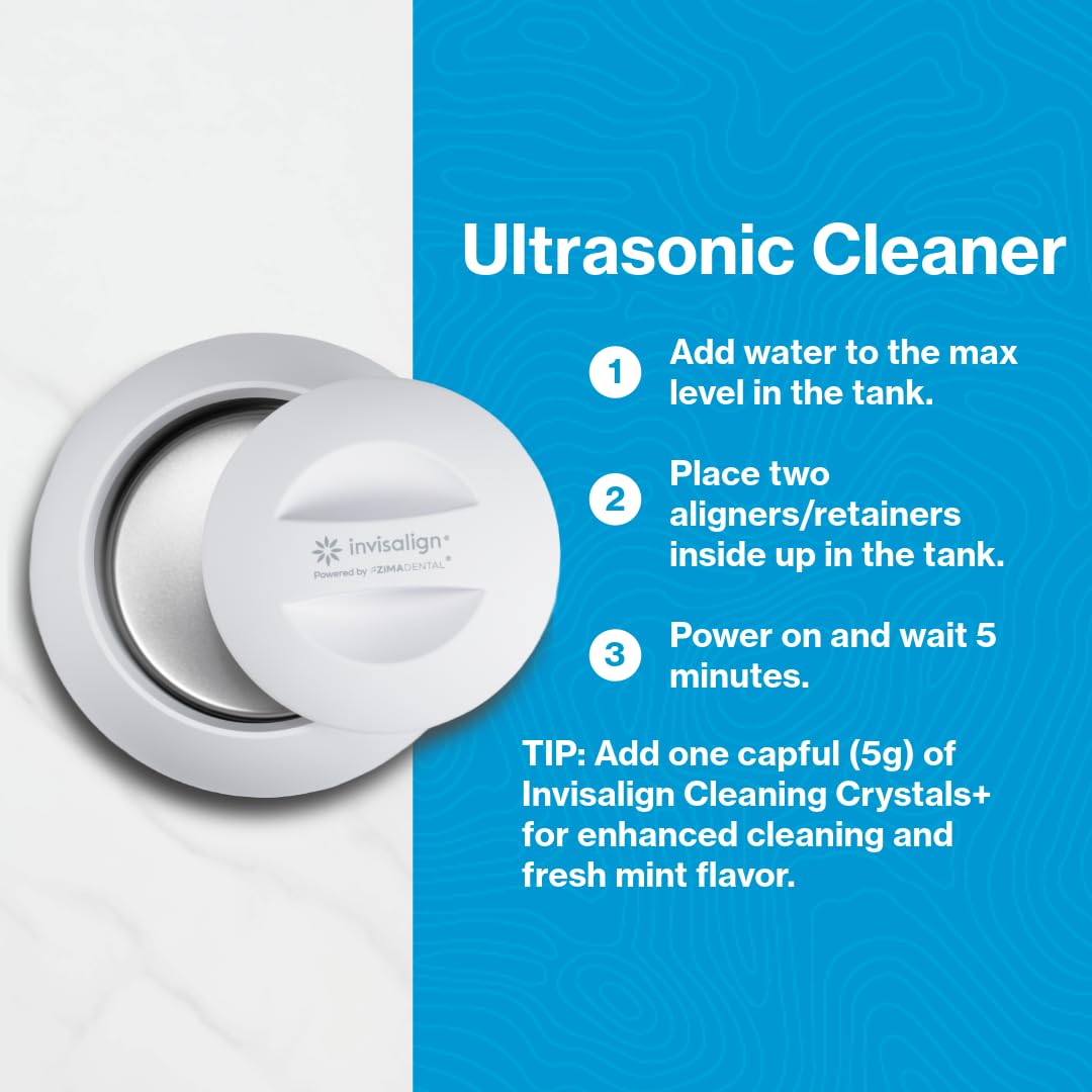 Invisalign Ultrasonic Cleaner | Powered by Zima Dental | Aligner and Retainer Cleaner | Arctic White
