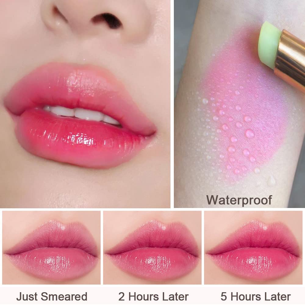 evpct 2Pcs Avocado Tinted Lip Balms PH Lip Color Changing Lipstick Balm Stain Gift Set Queen for Women Girls Korean Mood Long Lasting Color Change Light Pink Lipstick Lip Tint Plumper Gloss