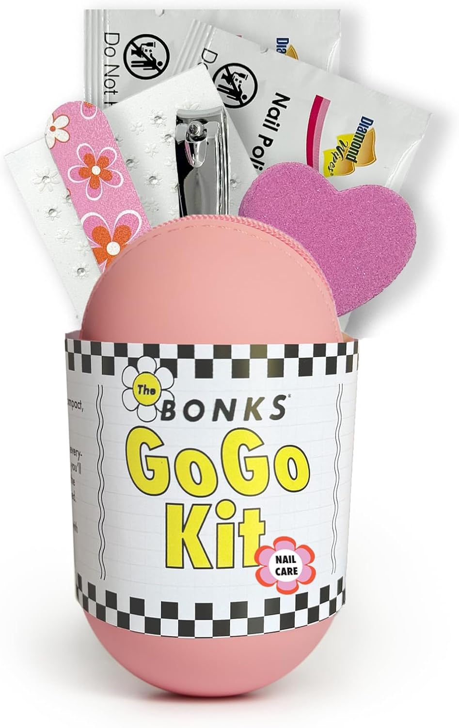 Bonks GoGo Kit - Nail Care Kit for Women and Teens - Portable Manicure Set with Mini Nail Files, Nail Clippers, Buffer, and Remover - Compact & Stylish Travel Essential