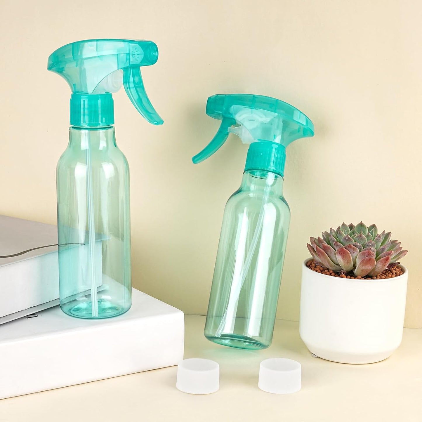 Cosywell Plastic Spray Bottles 8.8oz/260ml 2 Pack Refillable Container Empty Spray Bottle for Cleaning Mist/Stream Heavy Duty Water Spraying Bottle for Cooking Hair Care Essential Oils(Green)