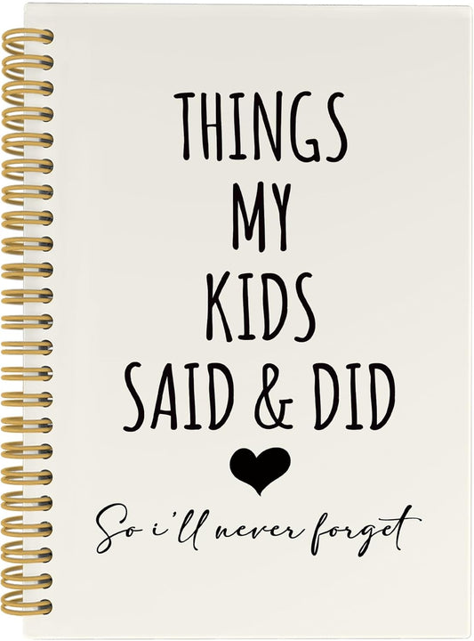 CUANFDDSF Parents Gifts Notebook, Mom and Dad Parents Gifts Journal Notebooks for Note Taking,Writing Pads，Things My Kids Say and Did Hardcover Spiral Notebook 5.5x8.3 Inch