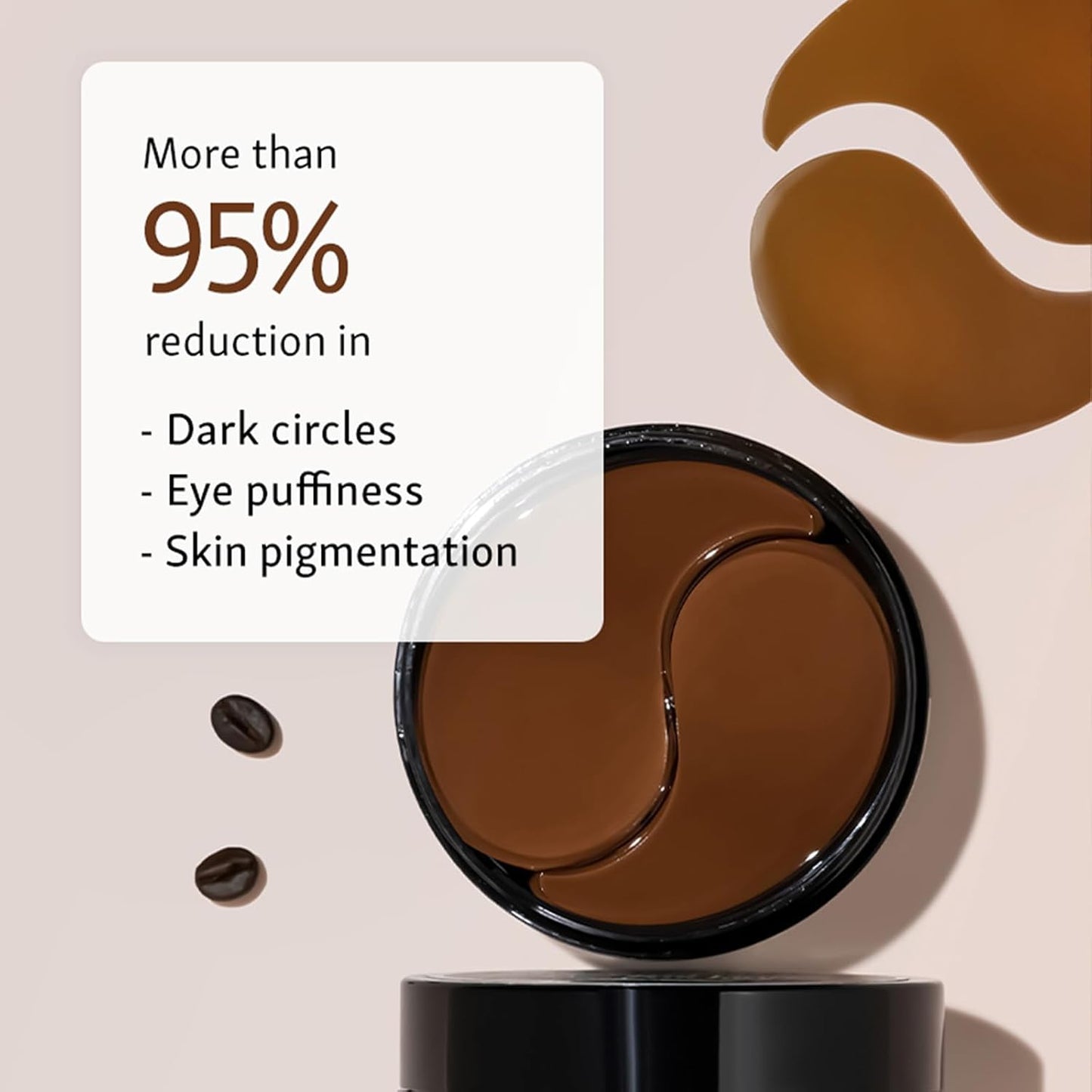 mCaffeine Coffee Hydrogel Under Eye Patches for Dark Circles & Puffiness Reduction | Caffeine & Hyaluronic Acid | Cooling Eye Patches with Moisture-Lock Technique for 2x Hydration - 30 Pairs | 90g