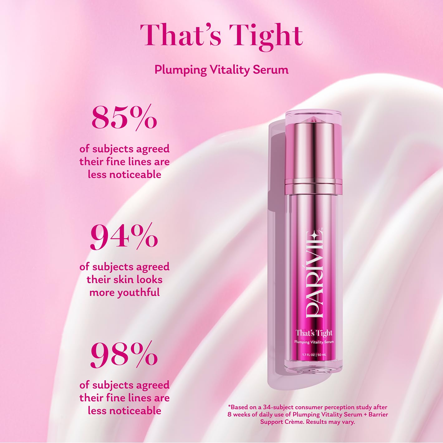 Parivie That’s Tight Plumping Vitality Serum with inPHinite Youth Technology – Visibly reduces fine lines and wrinkles and improves skin's bounce - 1.7 fl oz