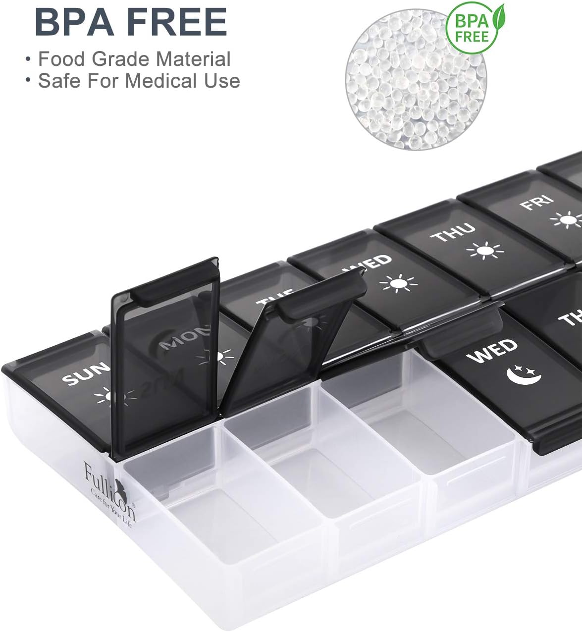 XL Weekly Pill Organizer 2 Times a Day, Fullicon Extra Large Daily Pill Cases Oversized AM PM Pill Box Twice a Day for Vitamin/Fish Oil/Pills/Supplements